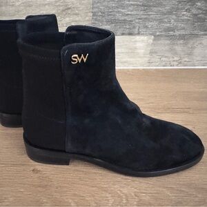 Stuart Weitzman Black Suede Ankle Booties